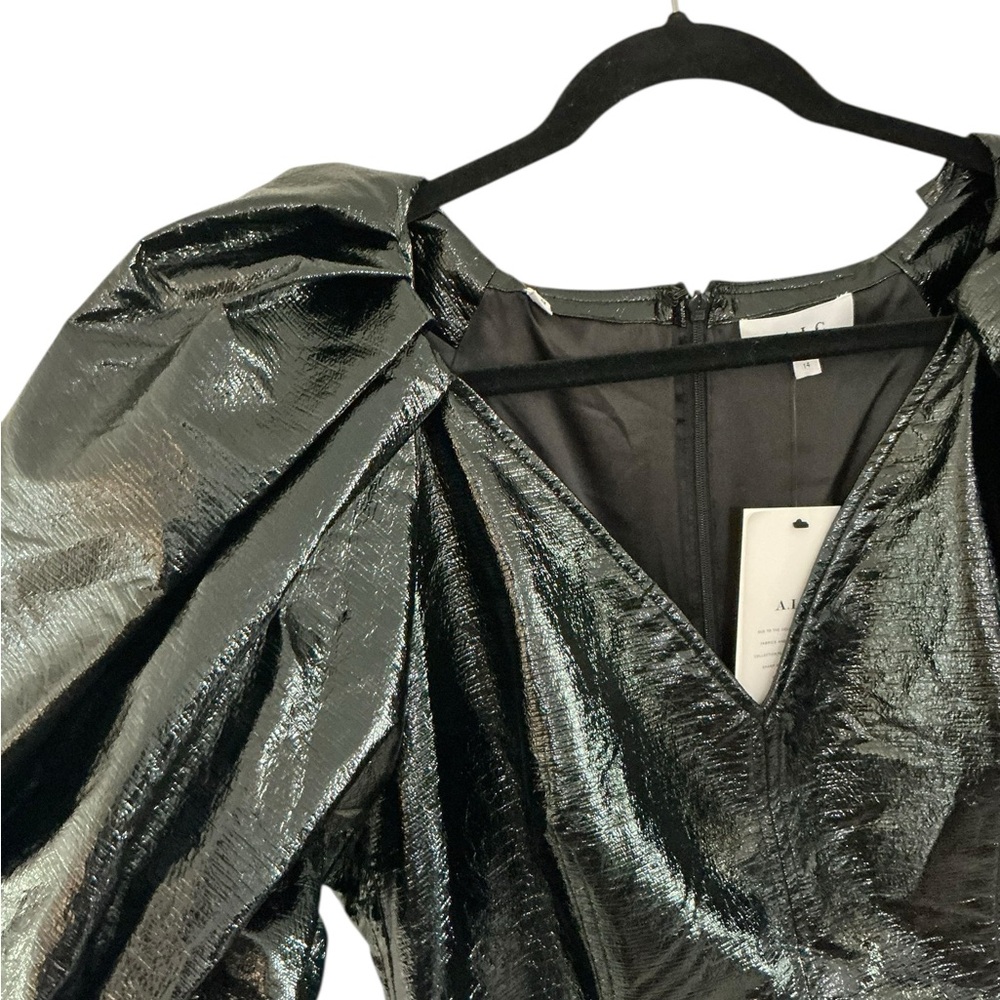 A.L.C. Black Mini Dress with Puff Sleeves - Picture 5 of 8